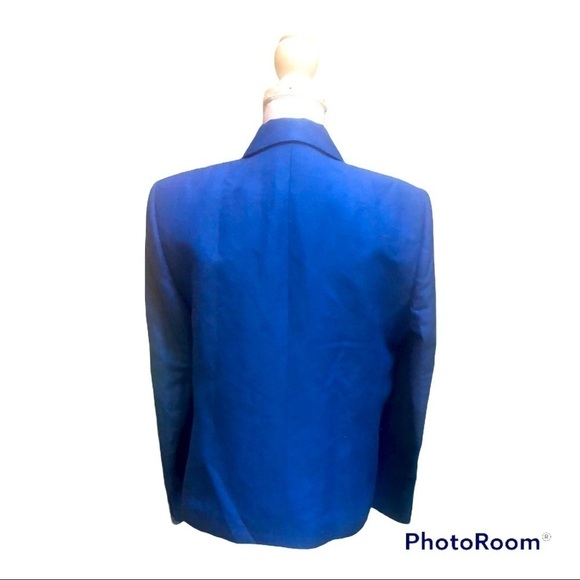 Giorgio Sant’Angelo Womens Blue Linen Blend Vintage Dble Breasted Blazer Sz 8 - Picture 3 of 15